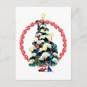 ELVES, TREE & SNOEP WREATH by SHARON SHARPE Briefkaart