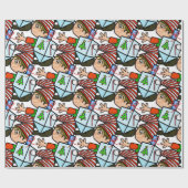 Elves with Dreidel Chrismukkah Gift Wrap Cadeaupapier (Vlak)