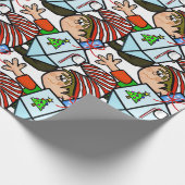 Elves with Dreidel Chrismukkah Gift Wrap Cadeaupapier (Hoek)