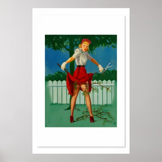 Elvgren940s Pin-Up Girl Trim Limbs Yardwork Poster (Voorkant)