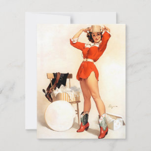 Elvgren Cowgirl Feestdagenkaart