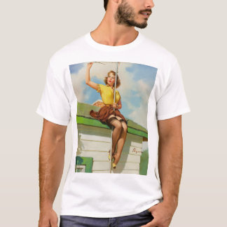  Elvgren Dak TV Antenne Signal Pin Up Meisje T-shirt