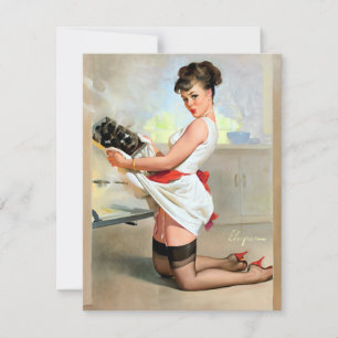 Elvgren laat eten feestdagenkaart