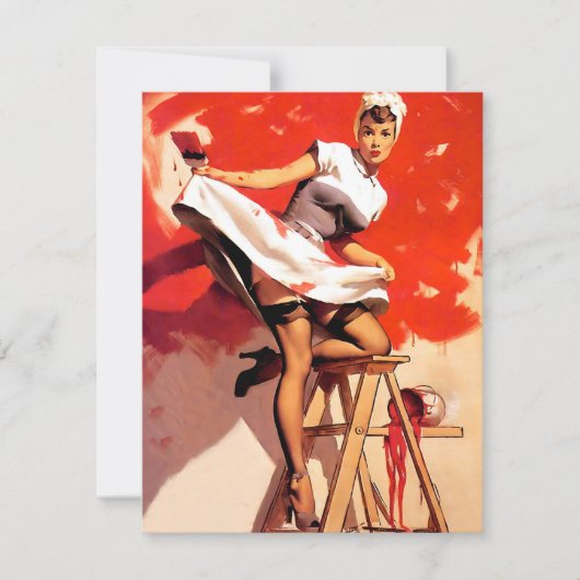 Elvgren schilderij in het rood feestdagenkaart (Voorkant)