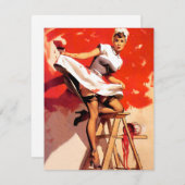 Elvgren schilderij in het rood feestdagenkaart (Voorkant / Achterkant)