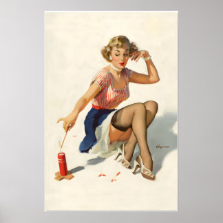 Elvgren Sexy PinUp Girl This Doesn't Keep the Cha Poster