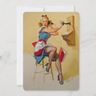 Elvgren Telefoon Pin-up Meisje Retro Kaart