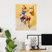 Elvgren Telefoon Pin-up Meisje Retro Poster (Thuiskantoor)
