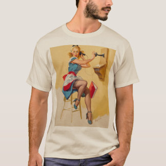 Elvgren Telefoon Pin-up Meisje Retro T-shirt