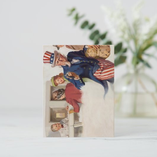 Elvgren Uncle Sam Feestdagenkaart (Staand voorkant)