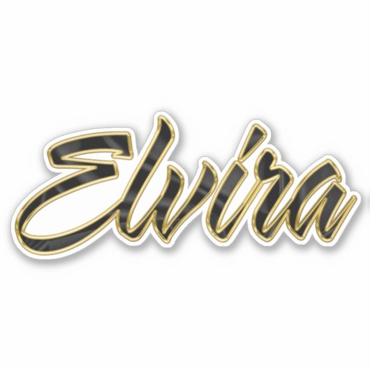 Elvira black gold Lettering Aufkleber Sticker (Voorkant)