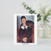 Elvira met een witte kraag van Modigliani Amedeo Briefkaart (Staand voorkant)