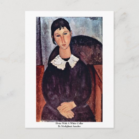Elvira met een witte kraag van Modigliani Amedeo Briefkaart (Voorkant)