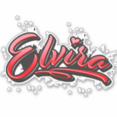 Elvira red Heart Graffiti Aufkleber Sticker (Voorkant)