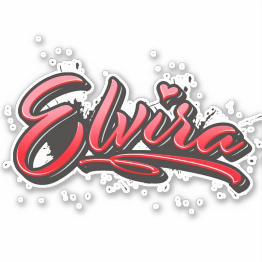 Elvira red Heart Graffiti Aufkleber Sticker (Voorkant)