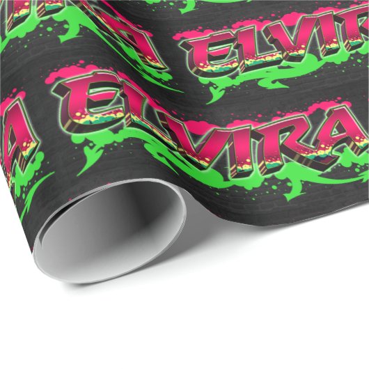 Elvira Vorname Name Graffiti red green Cadeaupapier (Rol Hoek)