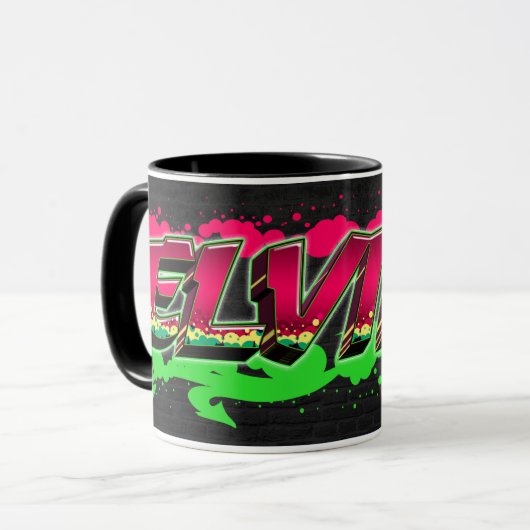 Elvira Vorname Name Graffiti red green Tasse Mok (Voorkant links)