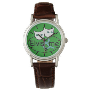 "Elvis and Me Mannen Watch, Brown Leather Strap Horloge
