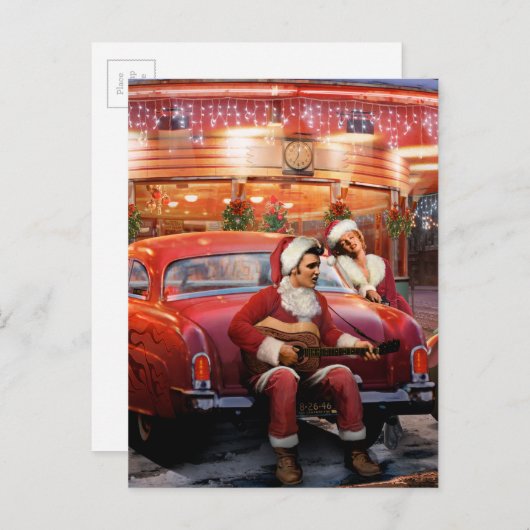 Elvis en Marilyn Kerstmis Feestdagenkaart (Voorkant / Achterkant)
