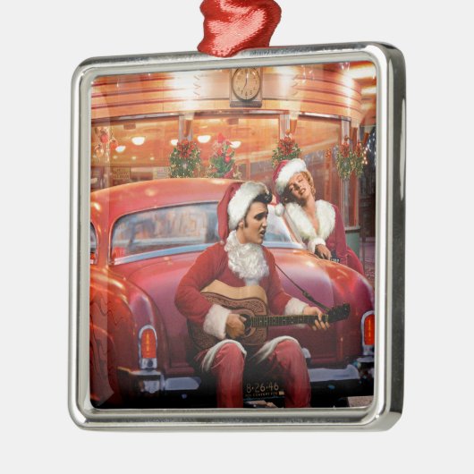Elvis en Marilyn Kerstmis Metalen Ornament (Links)