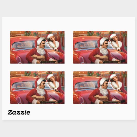 Elvis en Marilyn Kerstmis Rechthoekige Sticker (Vel)