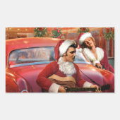 Elvis en Marilyn Kerstmis Rechthoekige Sticker (Voorkant)