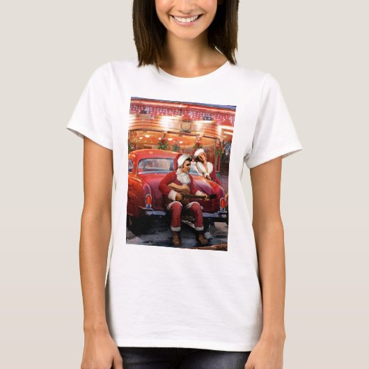 Elvis en Marilyn Kerstmis T-shirt (Voorkant)