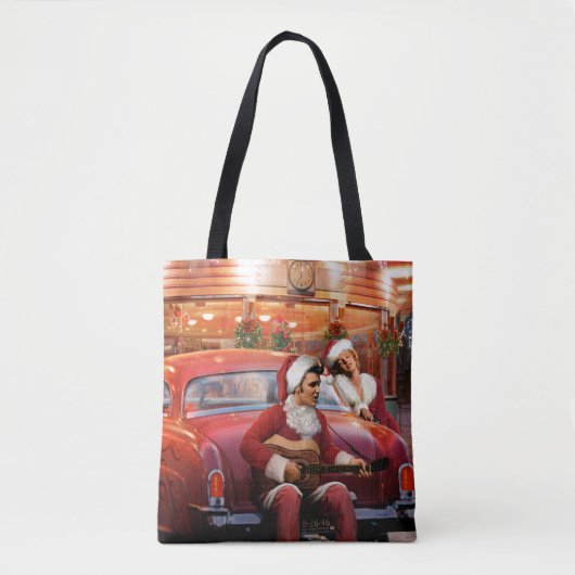 Elvis en Marilyn Kerstmis Tote Bag (Voorkant)