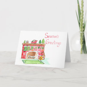 Elvis Guards het Wenskaart Fireplace Feestdagen Kaart