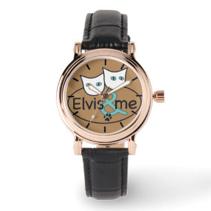 Elvis & Me Cappuccino Square Watch Black Leather Horloge