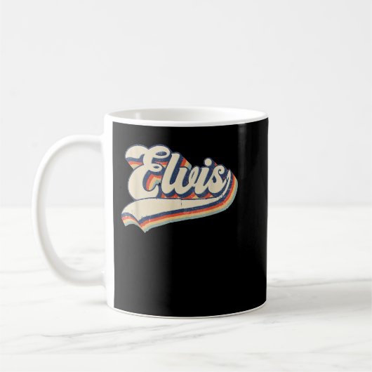 Elvis Name Personalized Vintage Retro Gift Mannen  Koffiemok (Links)
