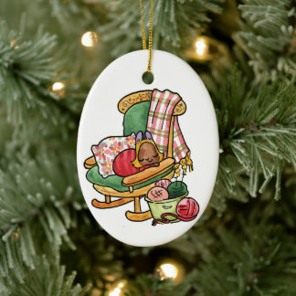 Elvis op de schommelstoel keramisch ornament