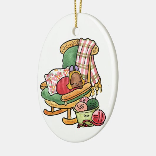 Elvis op de schommelstoel keramisch ornament (Links)