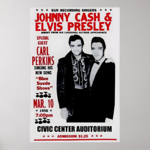 Elvis Presley, Johnny Cash, Carl Perkins jaren 50 Poster