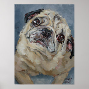 Elvis Puggy Portrait Poster van Nancy Medina