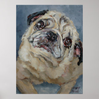 Elvis Puggy Portrait Poster van Nancy Medina