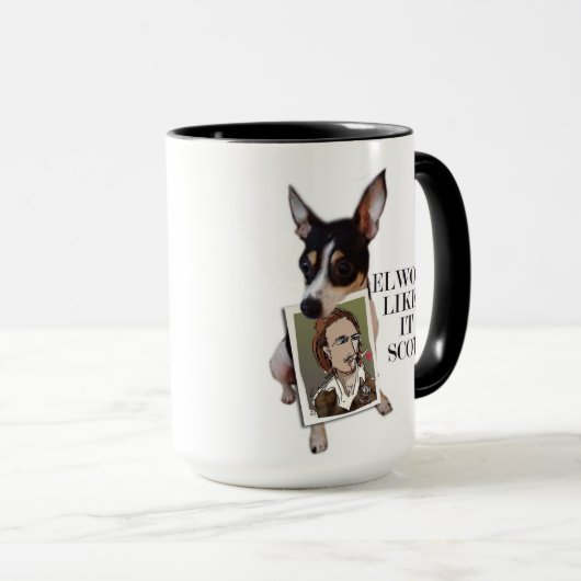 Elwood ziet het als schotel-Mok Mok (Voorkant rechts)