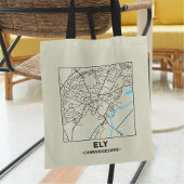 Ely, Cambridgeshire City Map Tote Bag