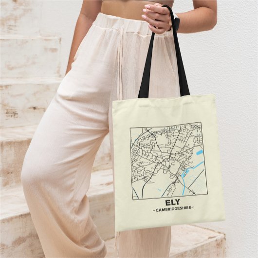Ely, Cambridgeshire City Map Tote Bag