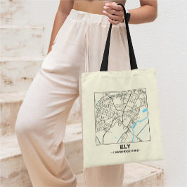 Ely, Cambridgeshire Stad Kaart Boodschappentas Tote Bag