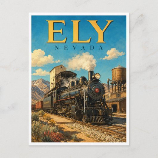 Ely Nevada Stoomspoorlijn GeoSaga Briefkaart (Voorkant)