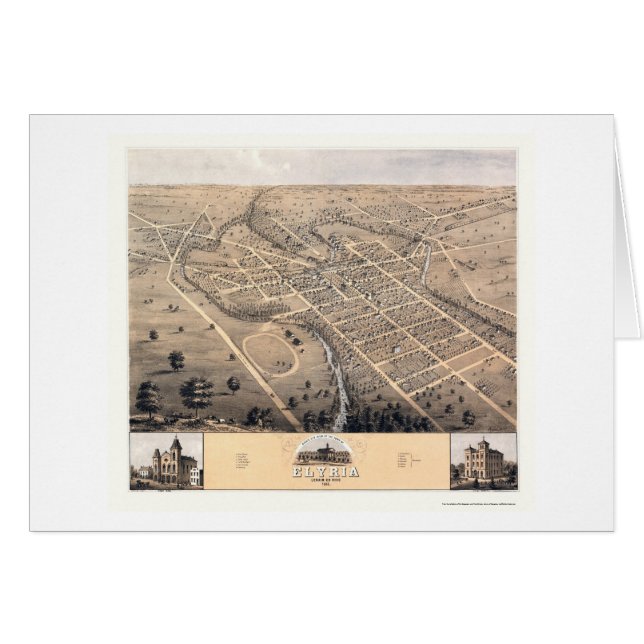Elyria, OH Panoramic Map - 1868 (Voorkant Horizontaal)