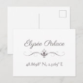 Élysée Palace Latitude Longitude Briefkaart (Voorkant / Achterkant)