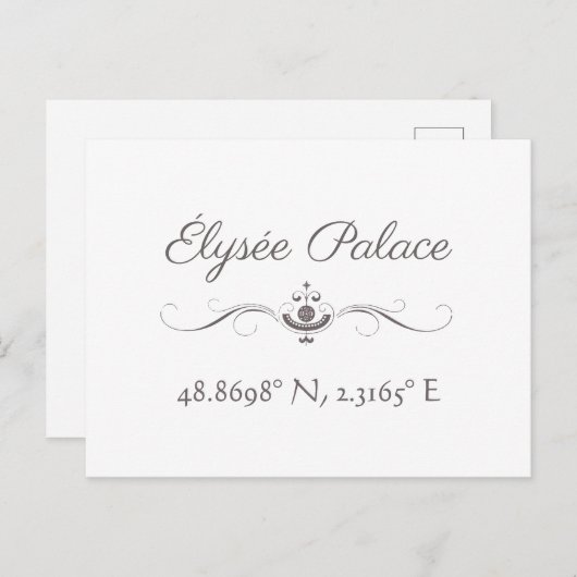 Élysée Palace Latitude Longitude Briefkaart (Voorkant / Achterkant)