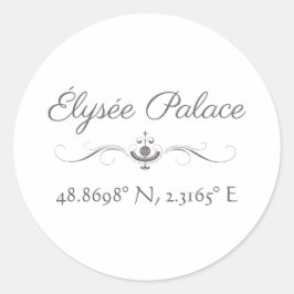 Élysée Palace Latitude Longitude Ronde Sticker