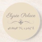 Élysée Palace Latitude Longitude Zandsteen Onderzetter (Voorkant)