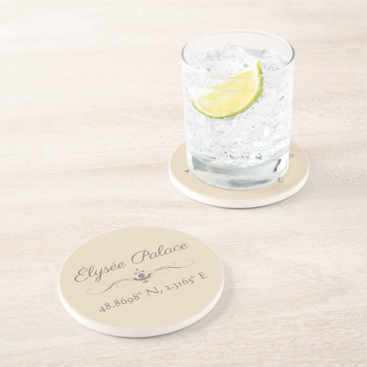 Élysée Palace Latitude Longitude Zandsteen Onderzetter (Zijkant)