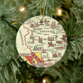 Elzas Lotharingen Frankrijk geïllustreerde kaart Keramisch Ornament