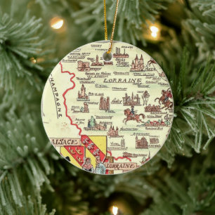 Elzas Lotharingen Frankrijk geïllustreerde kaart Keramisch Ornament