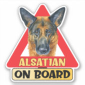 Elzasser aan boord Hond Rode Driehoek verkeersbord Sticker (Voorkant)